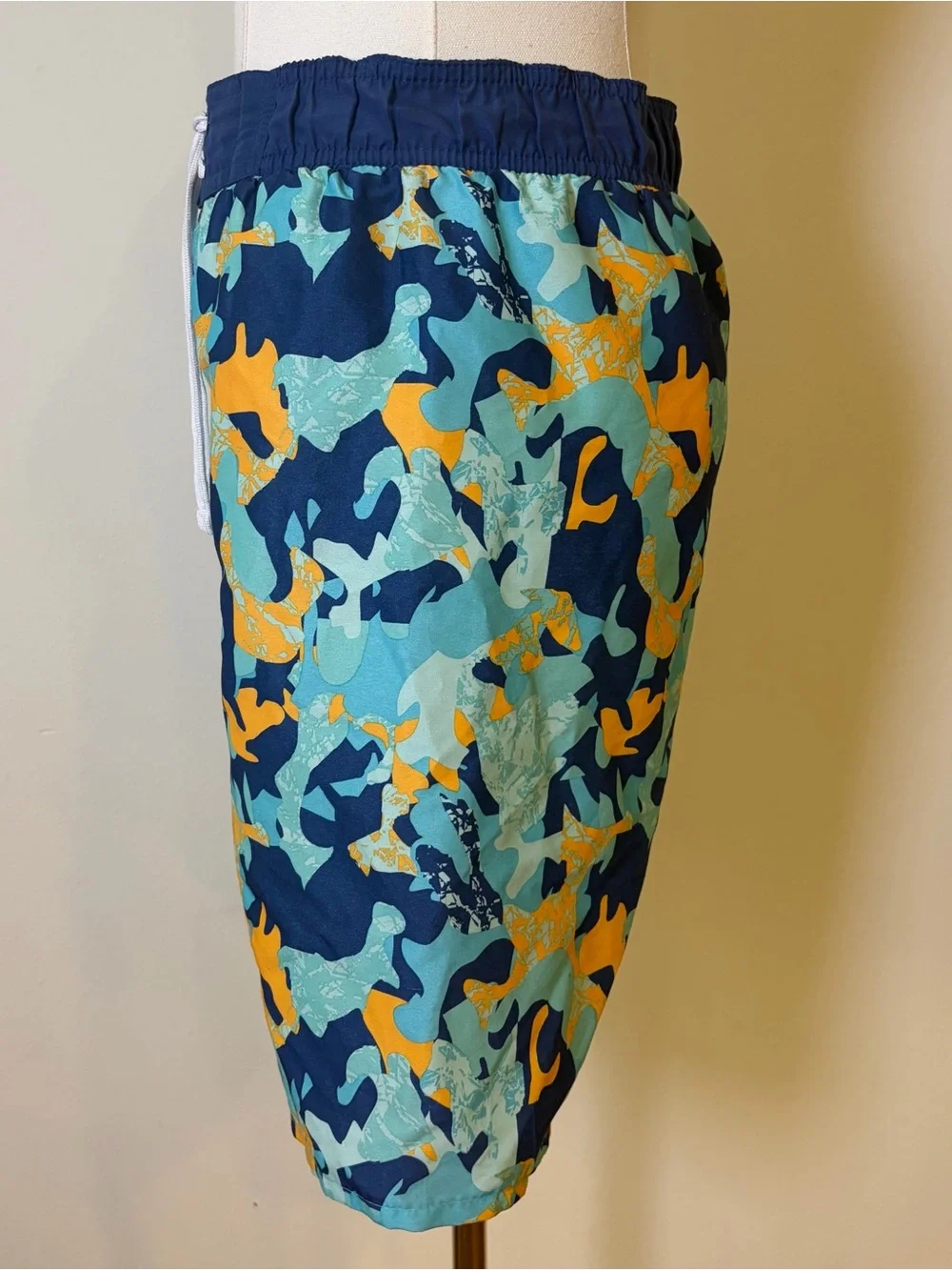 Joe Boxer Boys Blue Orange Camo Swim Trunks Board Shorts L 10-12